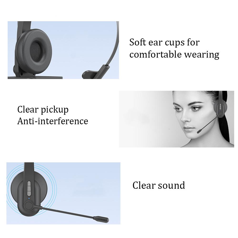 1 Pcs For PC Telephone Bluetooth 5.0 Wireless Headset With Noise Cancelling Mic