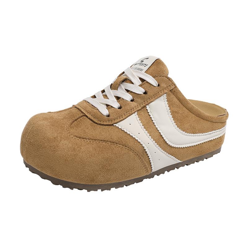 

Spring new Baotou retro half drag 22 casual slippers outer wear thick bottom 40 коричневий
