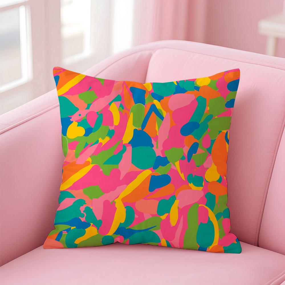 Abstract Colorful Cushion Cover Soft Plush Throw Pillow Cushion CoverDoubleSided Printed Pillow Case for Sofa Home Decor
