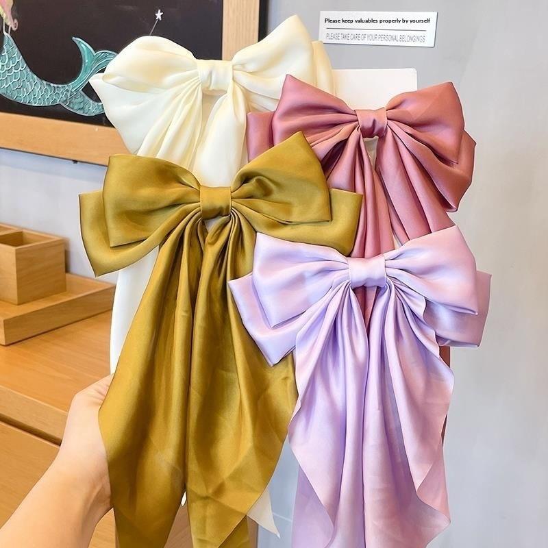 1PC Korean Big Bowknot Hair Clips for Women Girls Solid Satin Design Great for Enhancing Your Everyday Look