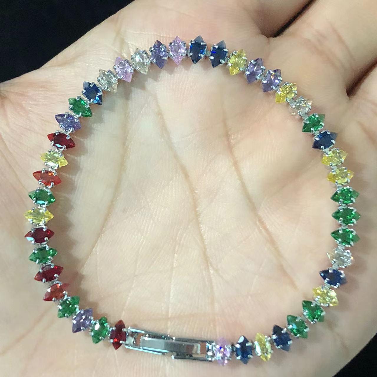 

Женский теннисный браслет из циркония в форме капли: Цепочка Маркиза с зубцами, Эксклюзивное модное изделие