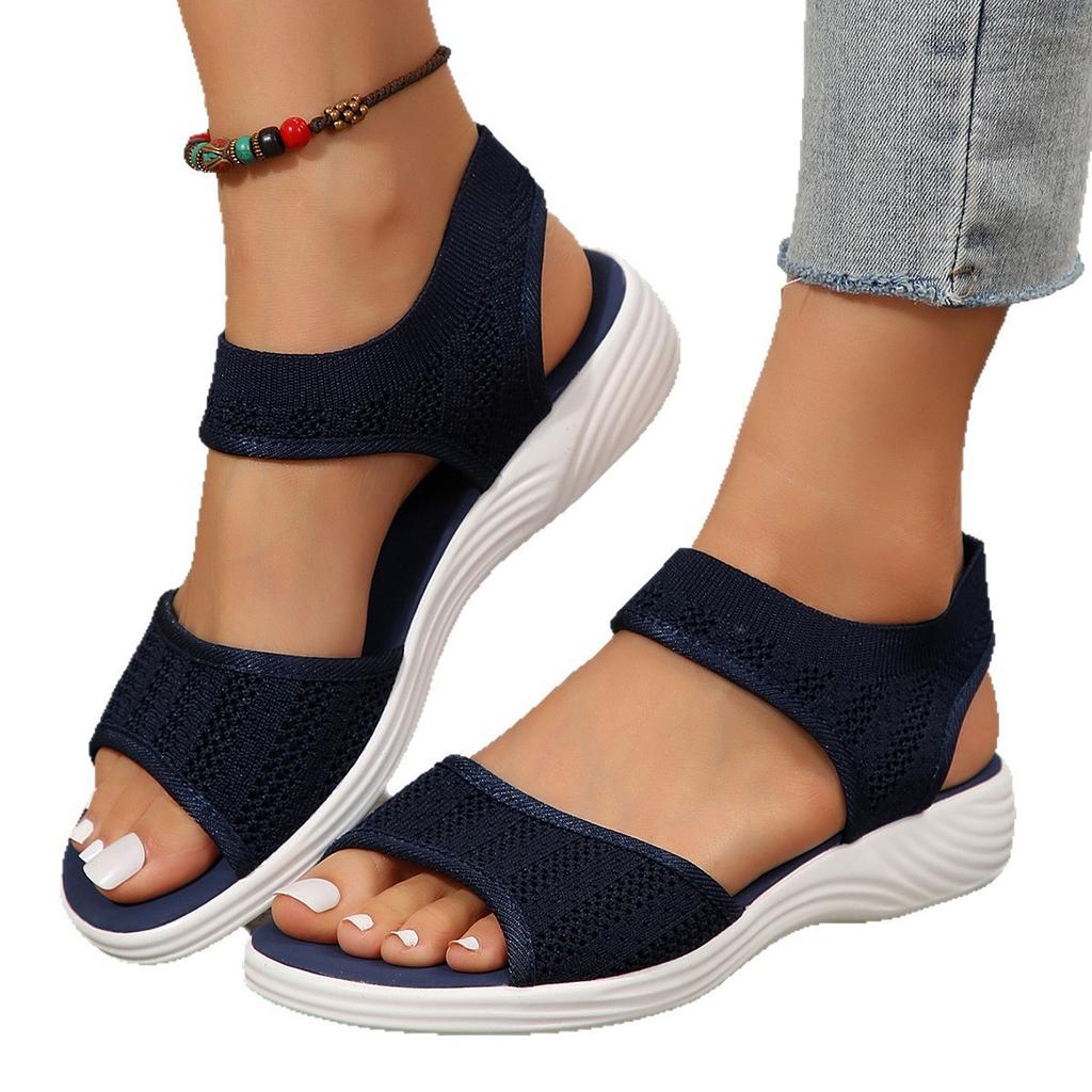 Summer new platform sandals fly-woven breathable casual sandals foot cover foreign trade large size spot women's beach sandals