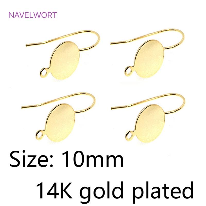 Brass Metal Round Tray Earring Hooks 14K Gold Plated Ear Wire Hooks DIY Pearl Earring Making Accessory Fashion Jewelry For Women