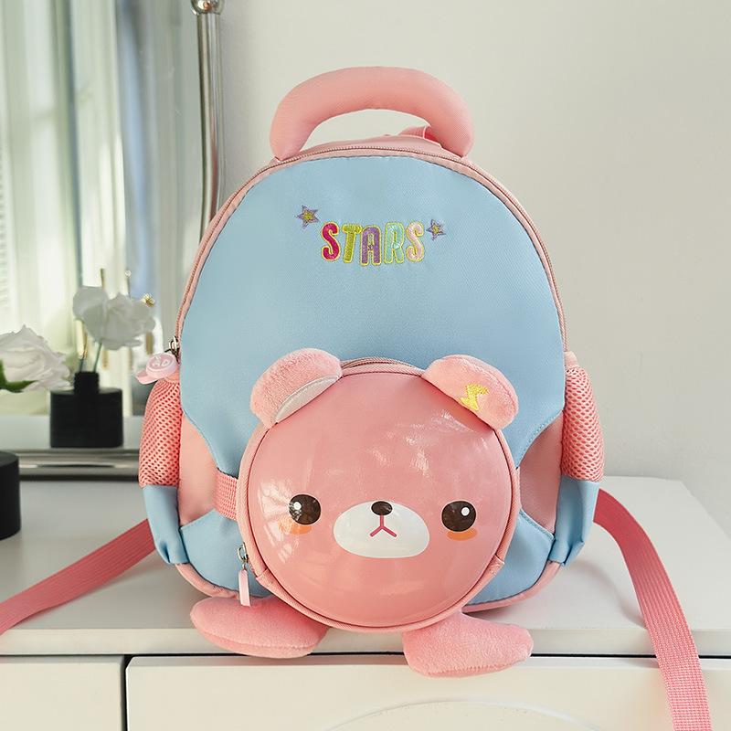 Cute bear kindergarten schoolbag, new boys and girls baby mini backpack, small and medium class children's bag