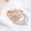 Rose Gold Color Crystal Flower Bride Ring For Women Full Shiny Natural Zircon Accessories Daily Fine Jewelry Gift