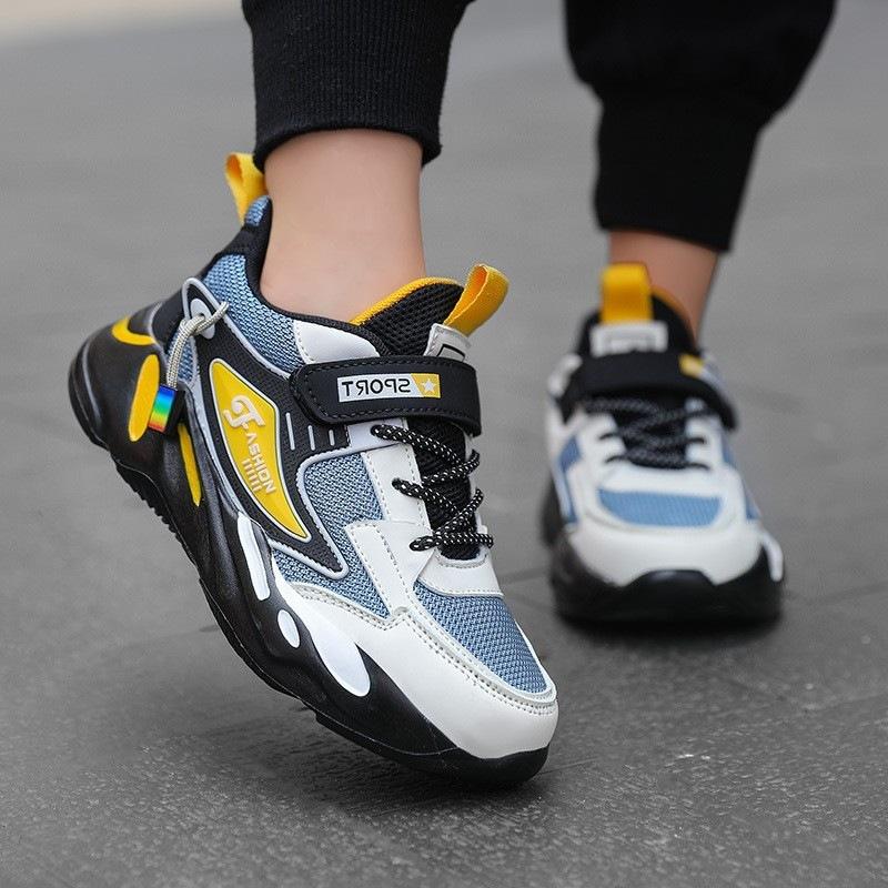 Mesh Breathable Lightweight Anti-Slip Kids Sports Shoes Boys Casual Running Sneakers Korean Fashion Trendy