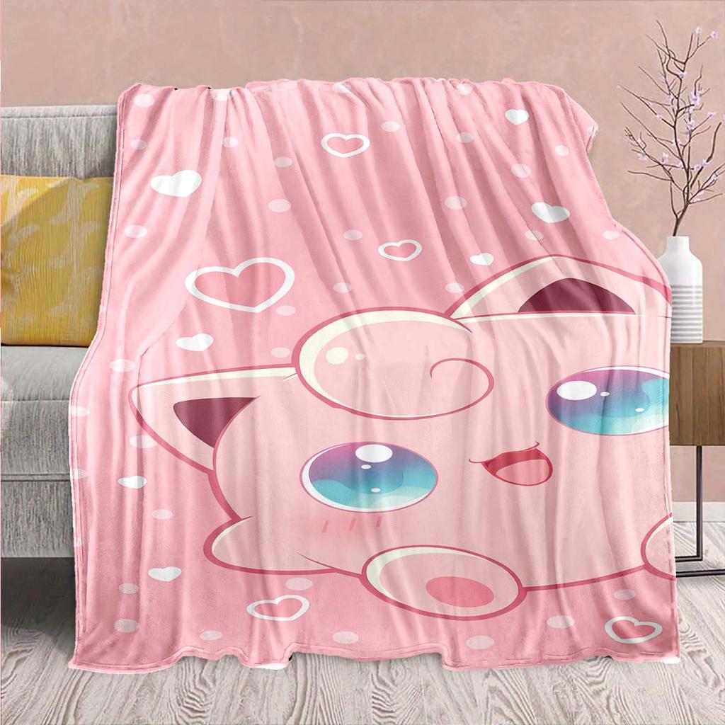 Pokémon Anime Flannel Blanket - Soft Warm Perfect for Sofa, Bedding Camping Travel Office Home Decor -QJY