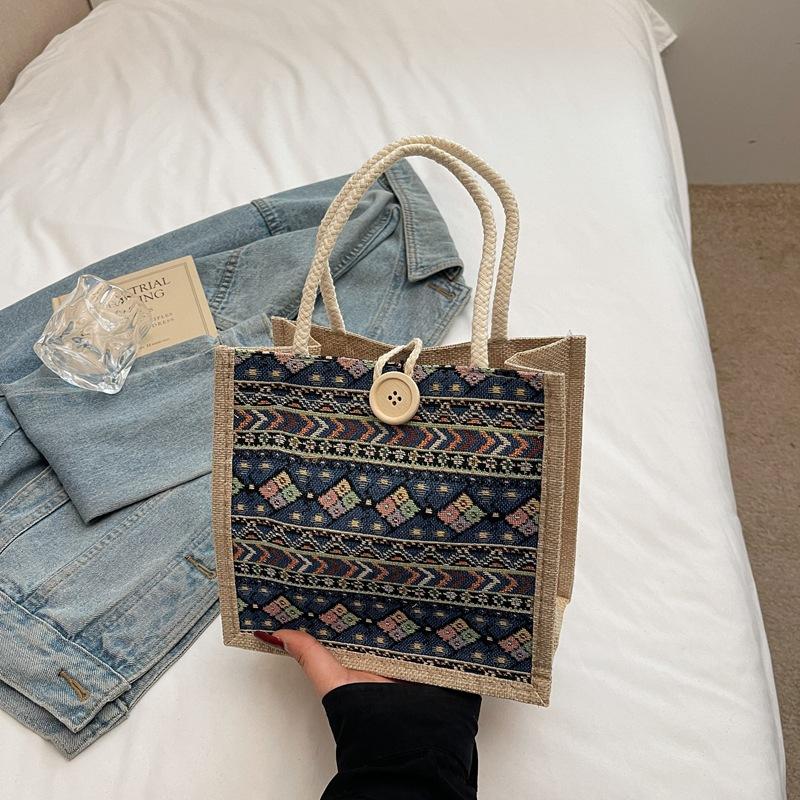 Food Bento Bag Wear-Resistant Portable Shopping Bag Printed Canvas Bag Comfortable For Shopping Commuting Gifting