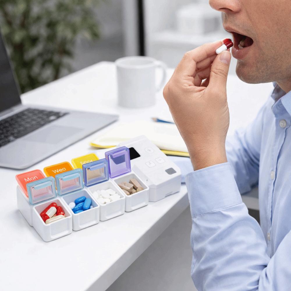 Large Capacity Smart Pill Case 7 Lattice Reminder Travel Medicine Box Colorful Weekly Pill Organizer Pill Storage