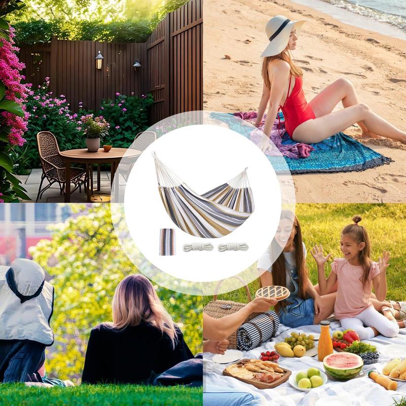 Hammocks For Outside Two-Person Tree Hammock Striped Tree Hammock Thickened Kids Camping Swing With Organizer Bag For Indoor