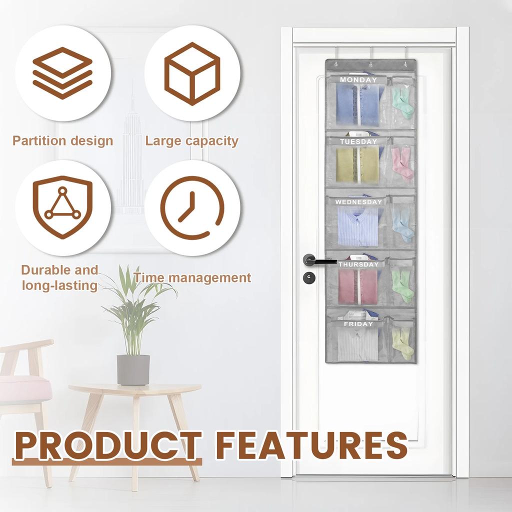 1/2Pcs Wall Hanging Clothes Storage Bags Over The Door Underwear Organizer Weekly Clear Closet Multi-purpose Organiser Hanging
