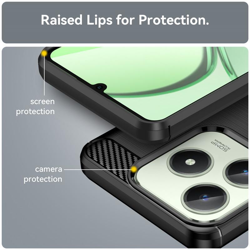 For Realme C61 Case For Realme C61 Cover 6.78 Carbon Fiber Shockproof Silicone Protective Bumper For Realme C61 Coque Fundas