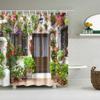 Decorative Pastoral House Flower Building Leaves Feather Bathroom Shower Curtains Frabic Waterproof Polyester Bath Curtain Hook