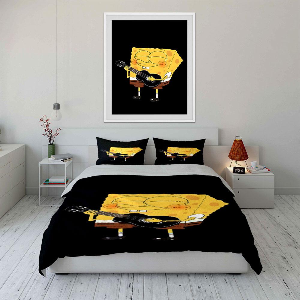 Yellow Cartoon Character Playing Guitar. Bedding Sets Duvet Cover Sets Duvet Covers Pillowcases(1 * Duvet Cover 2 * Pillowcases, Without Duvet Insert)