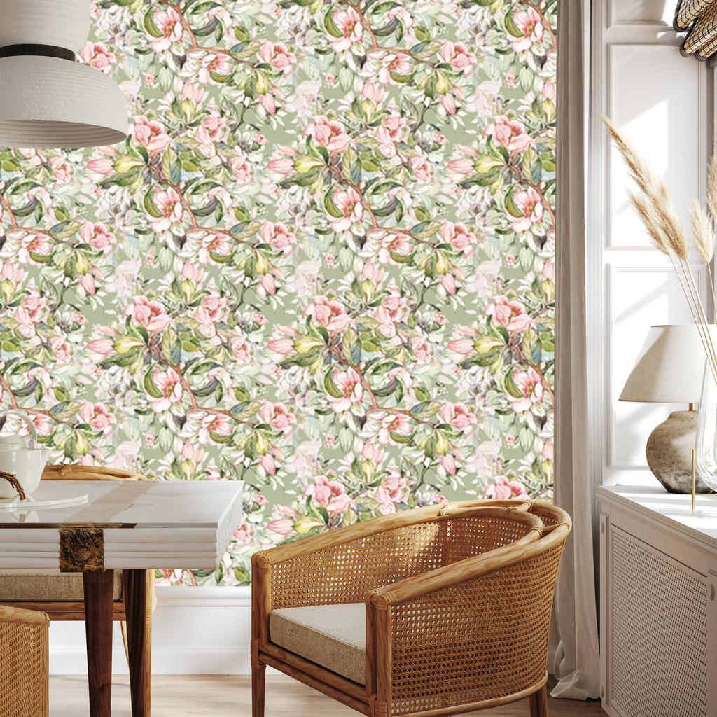 Spring Flowers Wallpaper in Watercolor Style for Living Room and Bedroom 50x1000