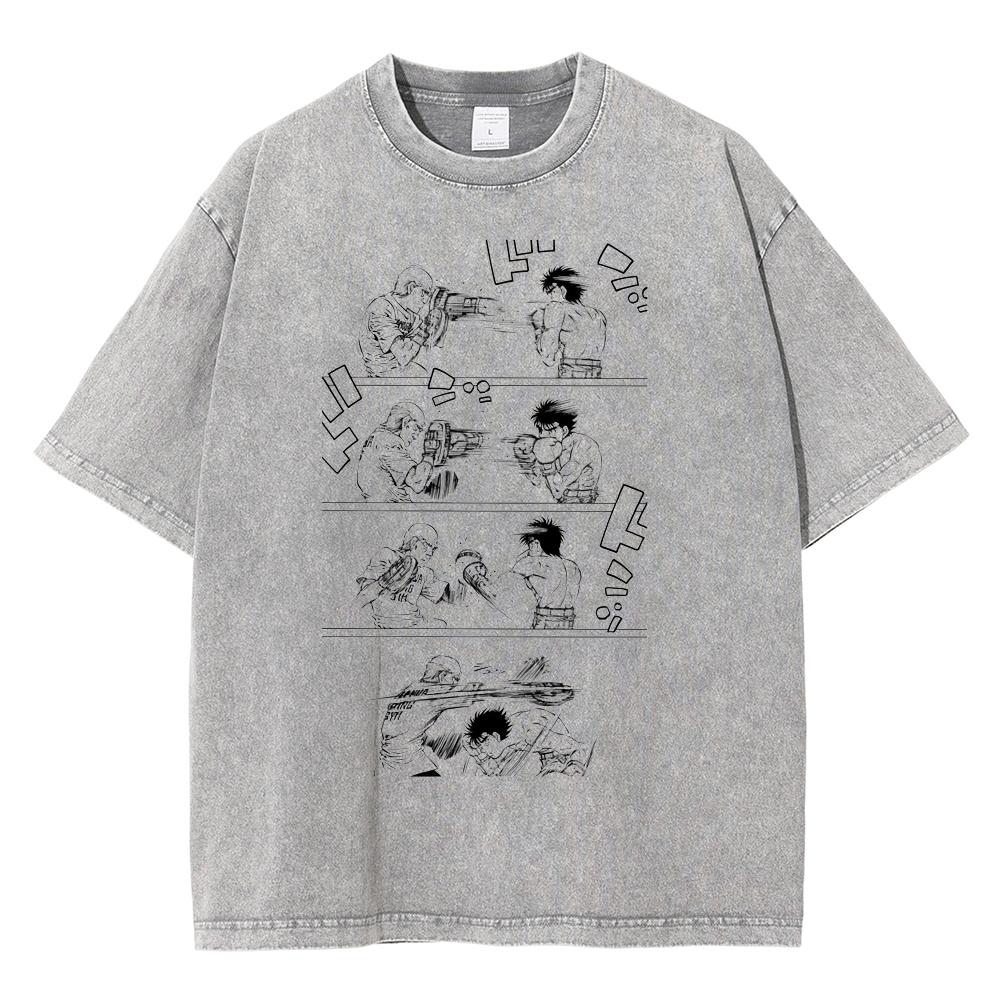 Men Women Hajime No Ippo Anime T Shirt Kamogawa Boxing Gym Makunouchi Takamura KGB Graphic Tshirt Male Washed Cotton Tshirts