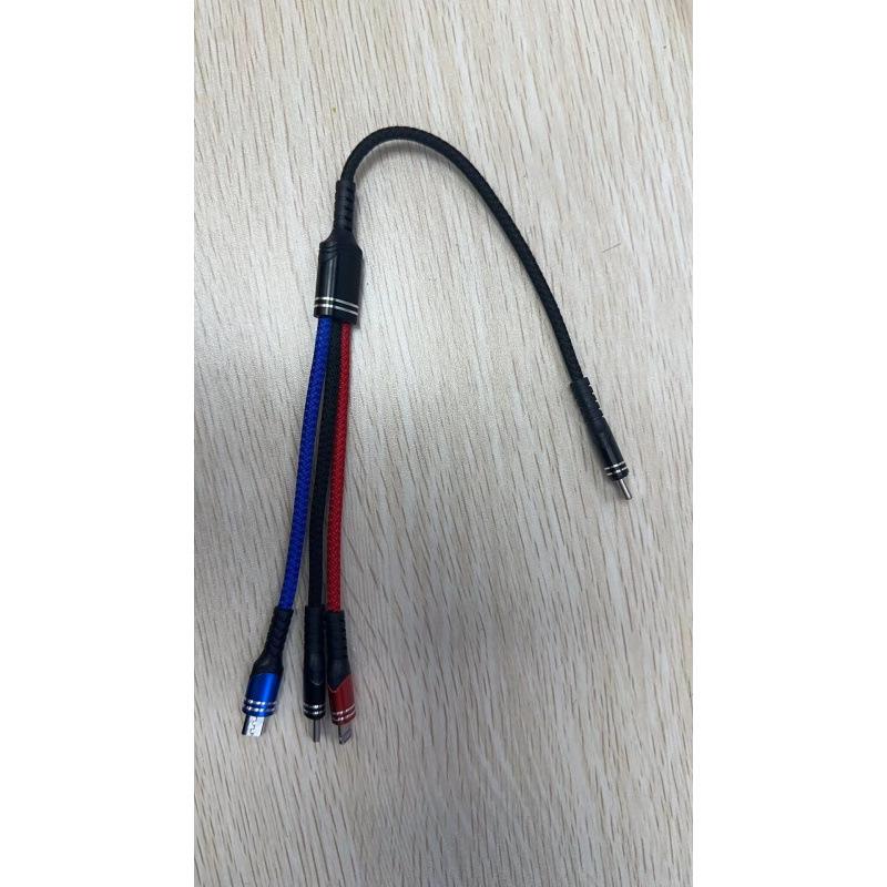 

6A Плетений кабель для зарядки 3-в-1 для пристроїв Android, Type-C та Apple Bare Cable