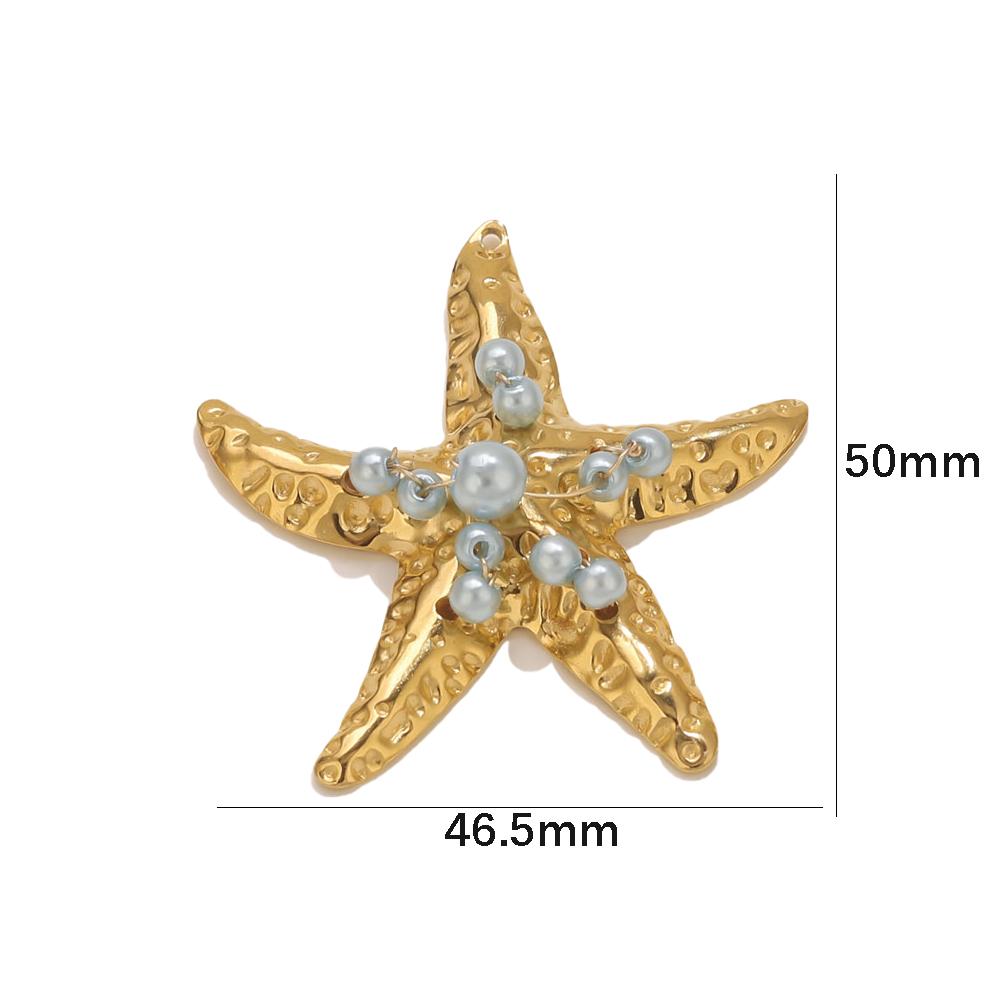 2pcs Creative Starfish Colored Round Bead Pendant Fashion Charm Stainless Steel DIY Jewelry Accessories  Direct Sales