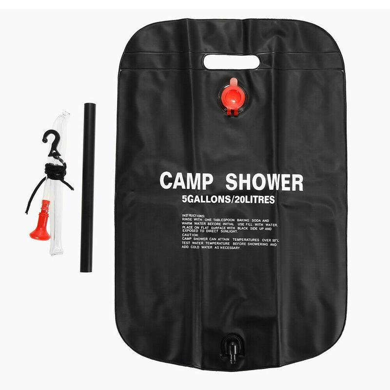 Solar Energy Water Shower Bag 20L Portable Foldable Heated Outdoor Camping RV Caravan Water Bag Travel Tools
