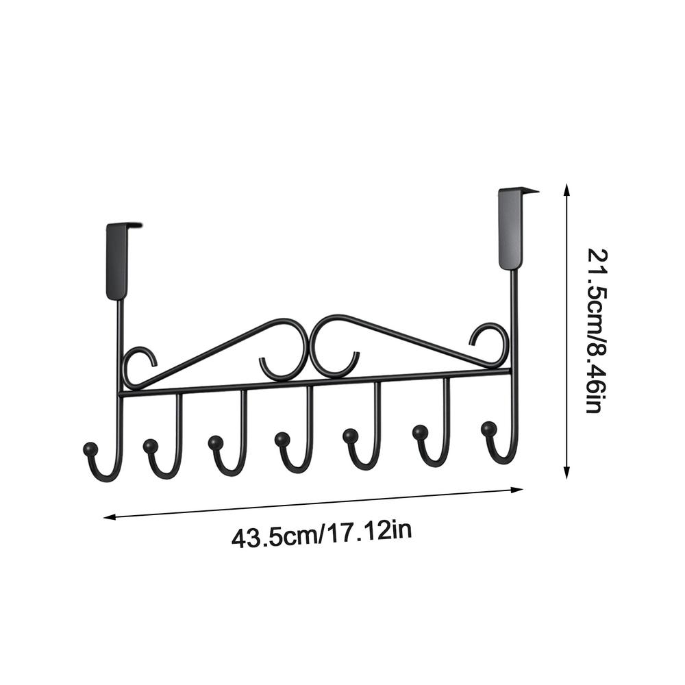 

7 Hooks Over The Door Hooks carbon Steel Hanger Clothes Towel Storage Holder Bathroom Organizer Rack Clothes Coat Hat Hanger