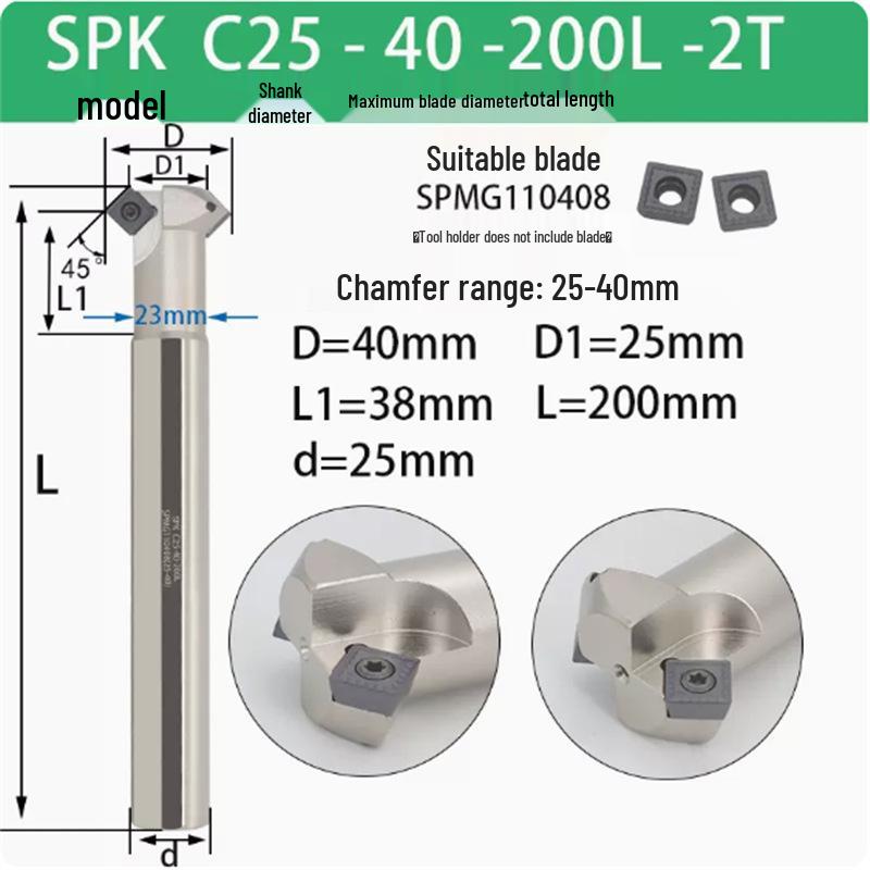 45° CNC Insertable Inner/Outer Chamfer Tool with Up/Down Back-Reaming Holder