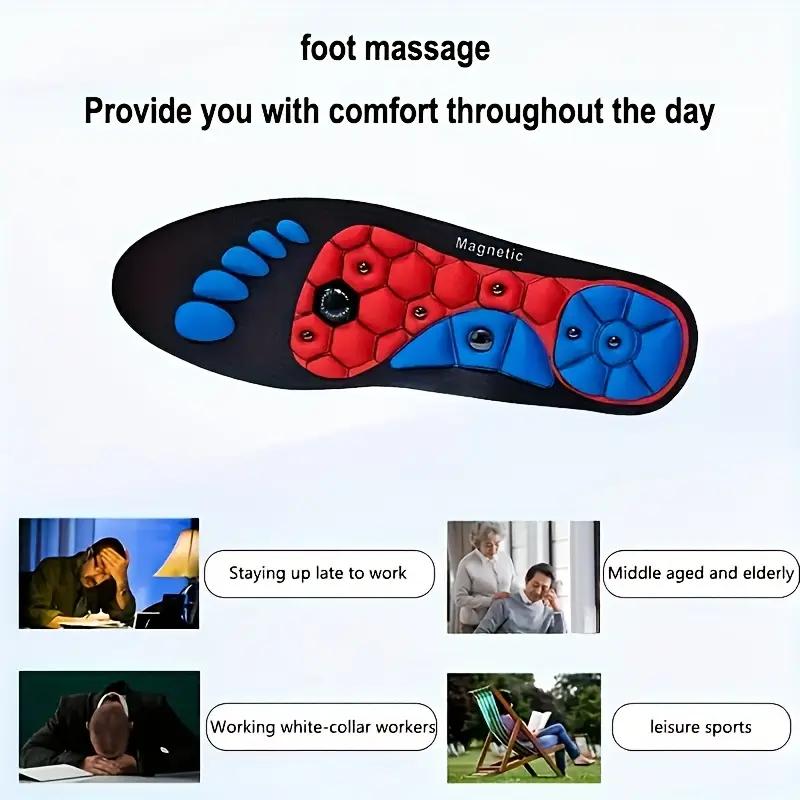 Unisex Magnetic Arch Support Insoles Acupoints Massage with Shock Absorption, Non-slip, Sweat-Absorbent Foot Care, Sports Office
