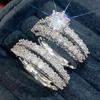 2Pcs Rhinestone Band Rings Women Cubic Zirconia Ring Sparkly Engagement Rings for Stacking Anniversary Wedding Party Wear