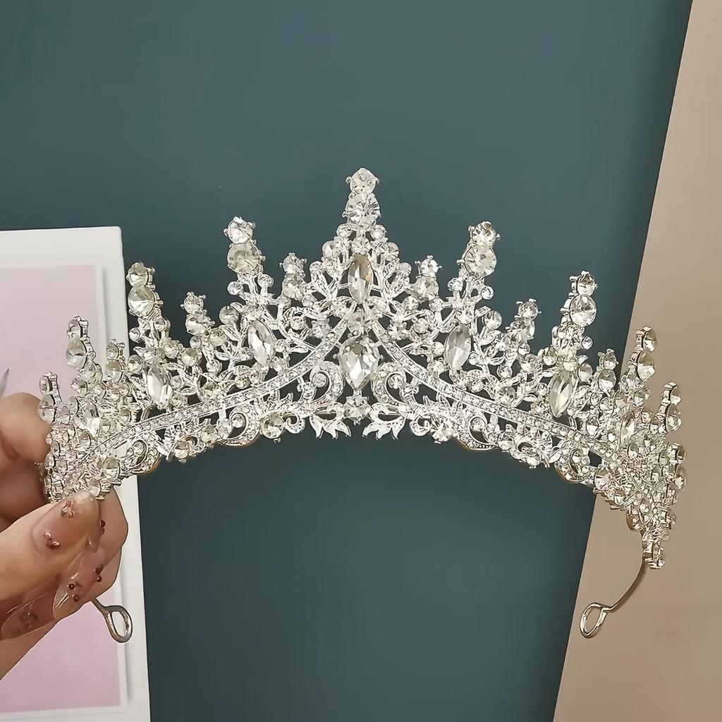 1pc Luxury Jewelry Hair Accessories Exquisite Rhinestone Tiaras for Party Weddings Photography Props Perfect Gift Women's Crown