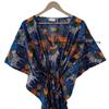 Women Cotton Blue Summer Sleepwear Beach Cover Jungle Print Hippie Caftan Dress CKFTN-SCRN-FULL-BUYIT-177