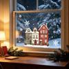 Weihnachts-Fenstersticker Statische Aufkleber, Verschneite Stadthäuser Schneeflocken Glasaufkleber, Wiederverwendbare Klebefreie Adsorption Weihnachten Aufkleber, Feiertagsdekoration für