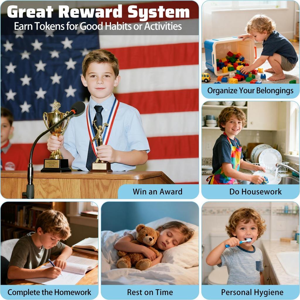 Reward Jar & Kids Behavior Chart - Perfect Match Classroom and Home Reward Systems for Kids with 45 Colorful - Teacher/Parent Tool for Potty