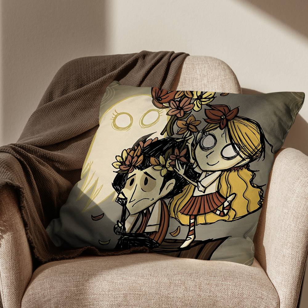 

game HP SAN Dont Starve Pillow Case Square DoubleSided Printing Short Plush Sofa Cushion Cover Bedroom Bedside Pillow 30x30cm