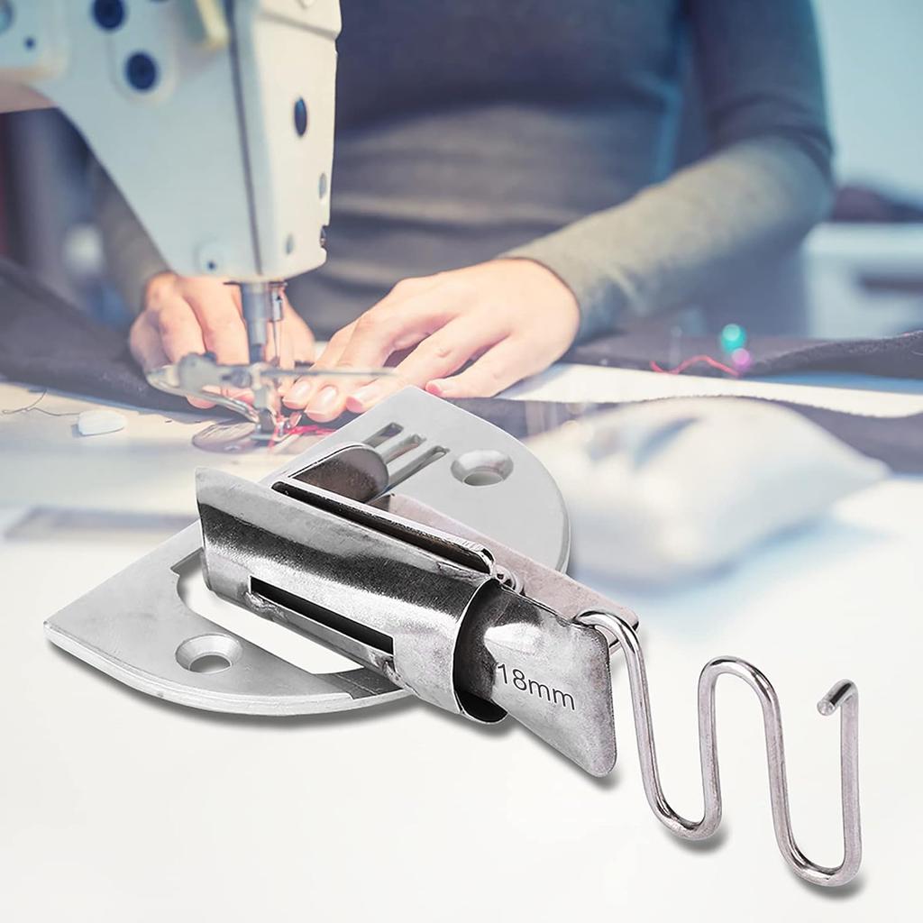 HEEPDD Sewing Machine Folder, Adjustable Double Fold Right Angle Bias Set Binding Attachment Folder for Lockstitch Sewing Machine(18mm) Presser Feet