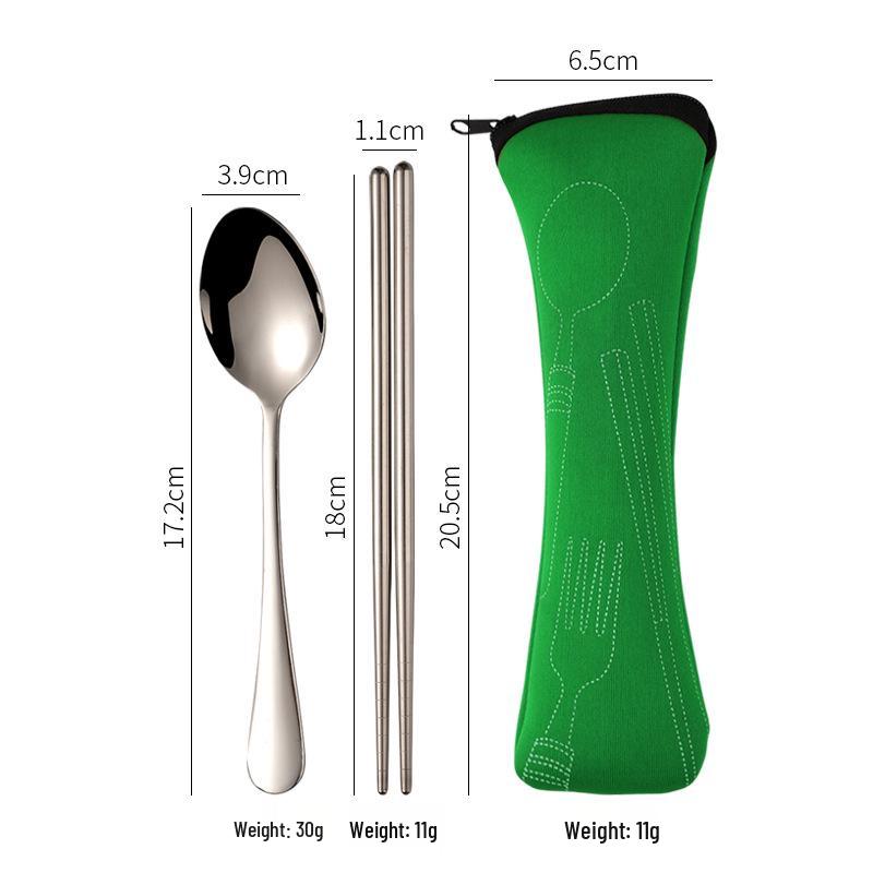 Stainless Steel Cutlery Set: Knife, Fork, Spoon & Chopsticks - Portable 4-Piece Set for Students, Travel, & Gifts