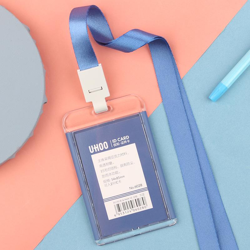 Transparent Acrylic ID Card Holder with Lanyard for Employees and Students