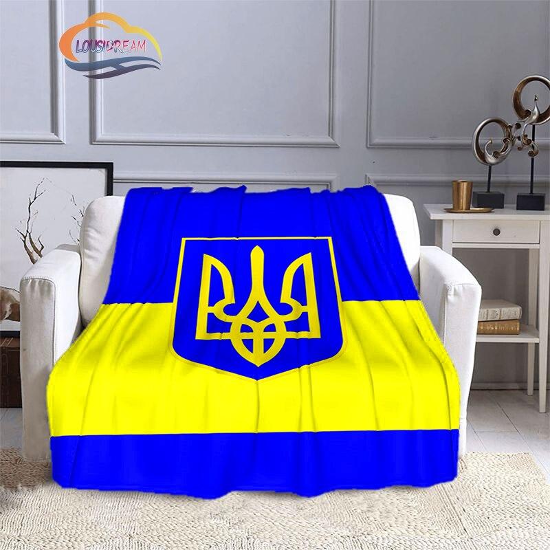 Modische Decke der ukrainischen Fußballmannschaft mit goldenem Logo für Erwachsene und Kinder, 3D-gedruckte warme Decke, Geschenkdecke für Sportliebhaber