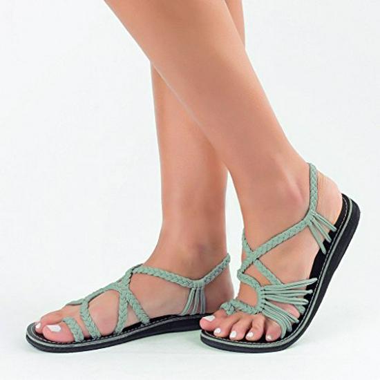 Plus Size Women's Summer Beach Rope Knot Thong Sandals