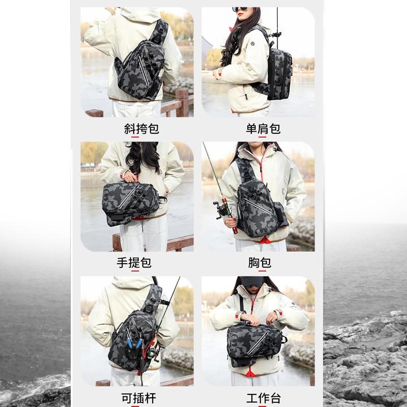 Multi-Functional Fishing Waist Pack With Rod Compartment Oxford Fabric Waterproof Tackle Storage Bag Lure