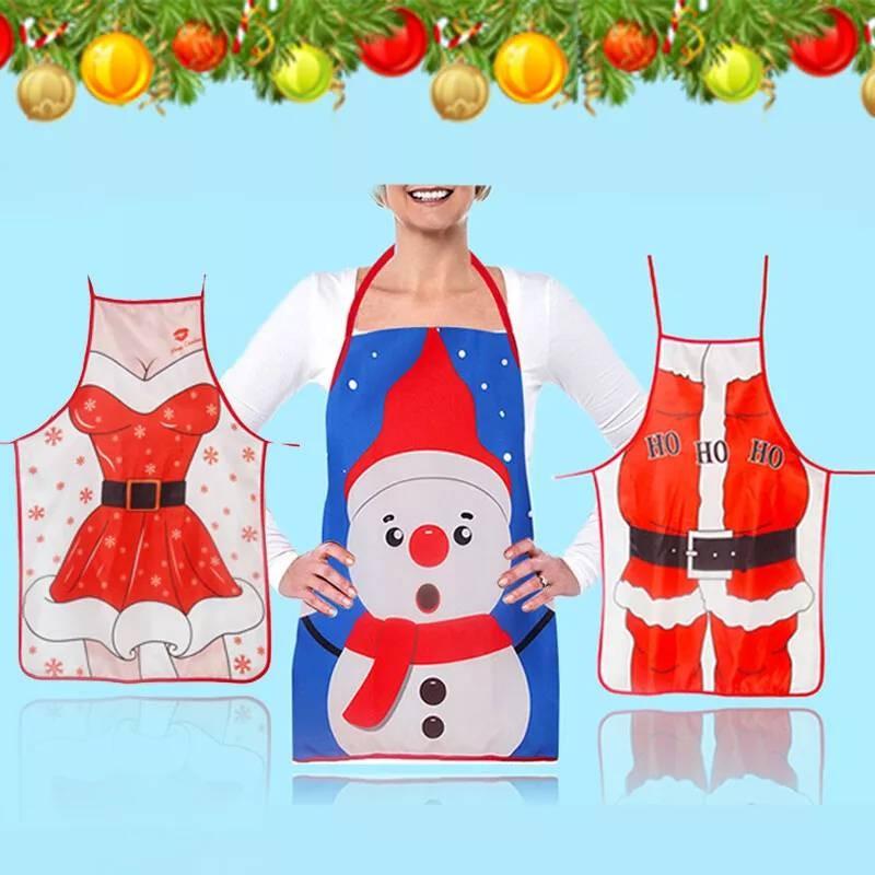 Festive Christmas Apron Stylishly Printed Fabric Costume For Holiday Cheer And Joy