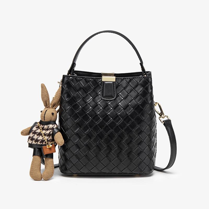 Premium Contrasting Color Bucket Bag Women'S Autumn And Winter Retro Versatile Shoulder Bag Commuter Messenger Bag