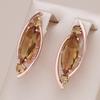 New Light Brown Crystal Long English Earrings For Women  Rose Gold Color With Natural Zircon High Quality Daily Jewelry