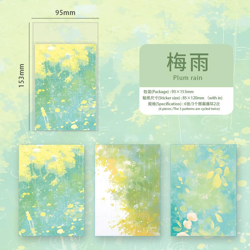 Watercolor Gradient Stickers - 6pcs Beautiful Blend Decals for Journal & Scrapbooking