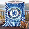 Flannel Blanket Chelsea FC Print Custom Name Text Soft Throw for Sofa Bed