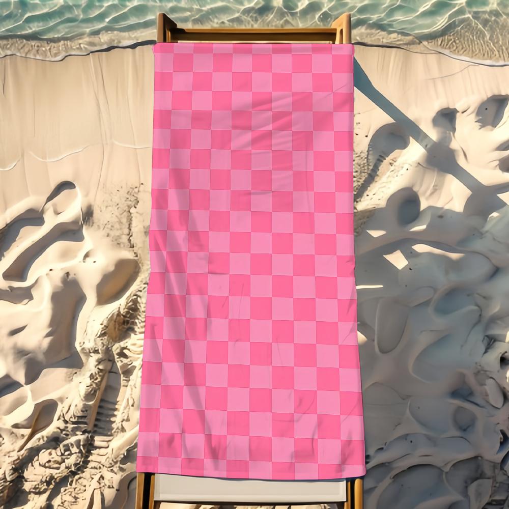 Black White Checkered Towel Beach Shower Bath Travel Lightweight Skin Friendly for Pool Camping Cruise Summer