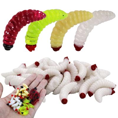 50 Stück Kunstköder in Wurmform, lebensechter PVC-Weichfischköder