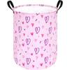 Round Pink Valentine's Day Laundry Clothes Hamper Laundry Basket with Handles Storage Organizer Bins Laundry Gift Basket