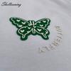 Shellsuning Sommer Baumwolle O Neck T Shirts Frauen Schöne Schmetterling Kurzarm 3D Brief Drucken Tees Lose Weiche Grundlegende Weibliche tops