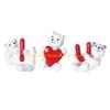 92MF 3Pcs Sweet Love Heart White Bear Ornaments Miniature Figurines Resins Animal Decors for Weddings Party Decorations
