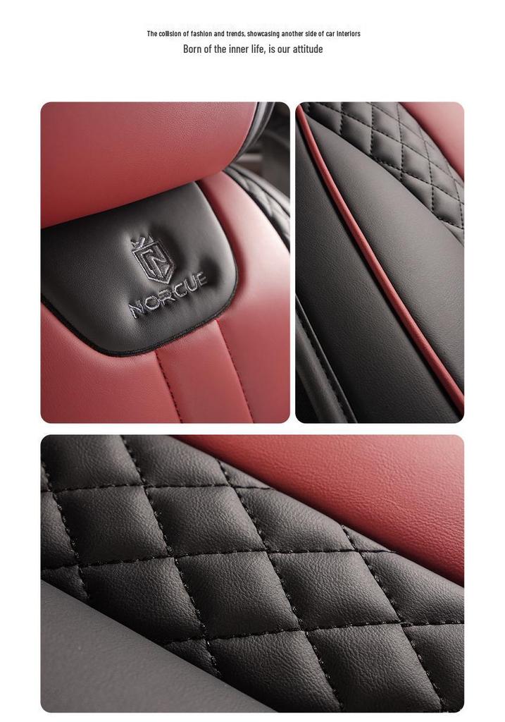 2024 Universal Full Surround Leather Car Seat Cushion Mat - All-Season Fit for Small Cars