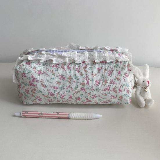 Girls Pencil Pouch Cute Floral Pencil Case Large Capacity Zipper Pen Bag Makeup Bag School Supplies for Students Girls Office Travel